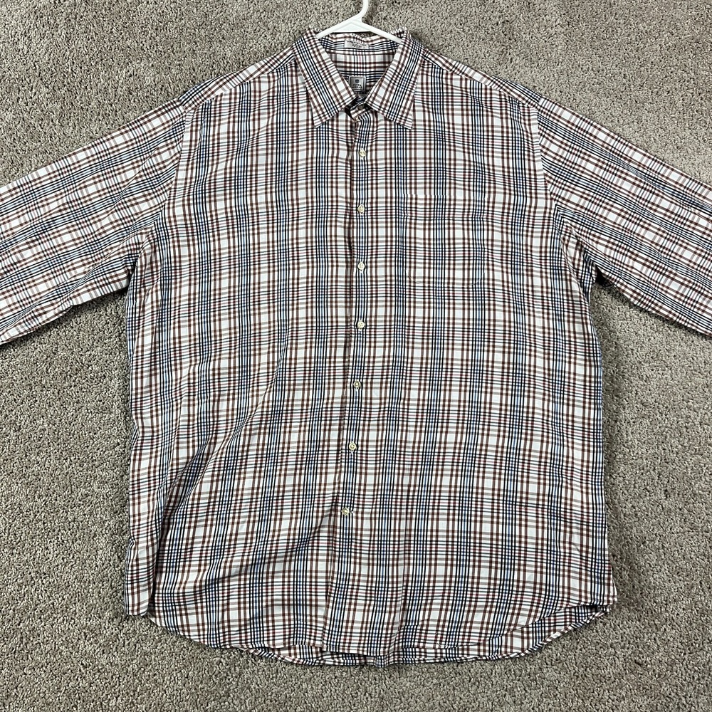 Peter Millar Button Down‎ Shirt Mens 2XL Plaid Multicolor Brown Blue Black